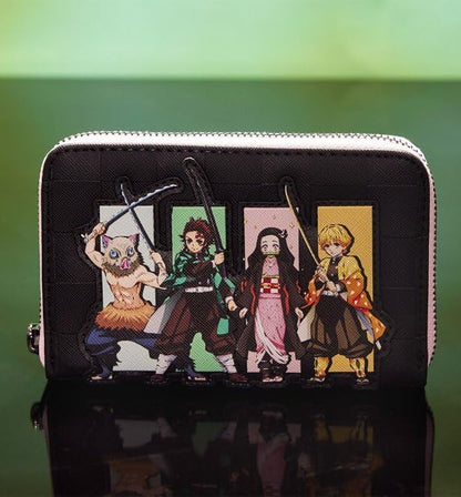 Loungefly Aniplex Demon Slayer Group Zip Around Wallet Black/Charcoal
