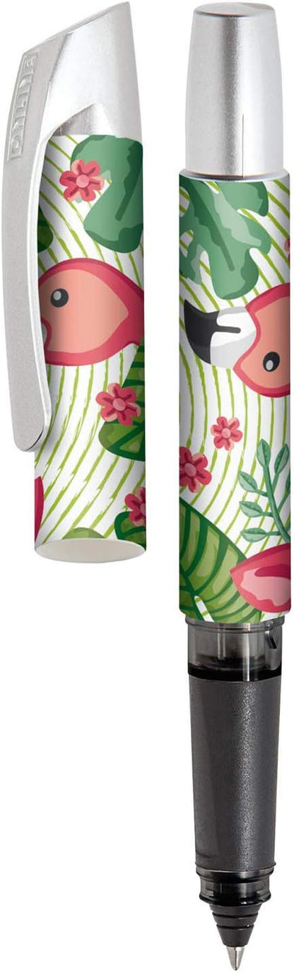 Online Writing instruments 61368/3D - ink cartridge rollerball pen, robust rollerball tip, Flamingo Jungle Rollerball Flamingo Jungle