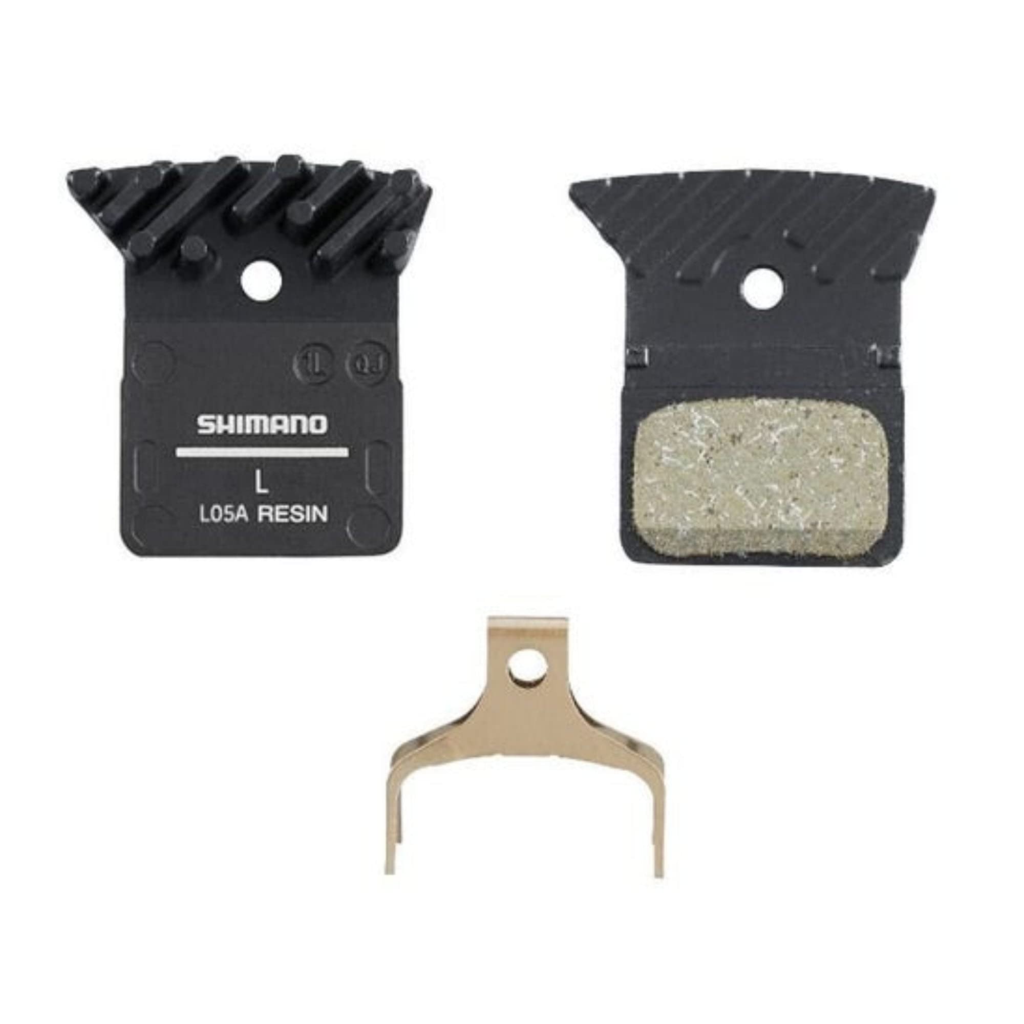 Shimano L05A-RF disc pads and spring, alloy back with cooling fins, resin