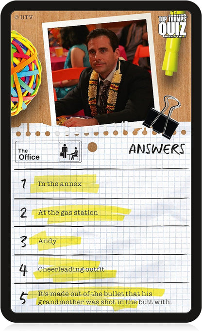 Top Trumps The Office US Quiz Game, 500 questions to test your knowledge and memory on Dwight, Angela, Kelly, Kevin, Stanley, Phyllis and Michael Scott himself, gift for players aged 12 plus