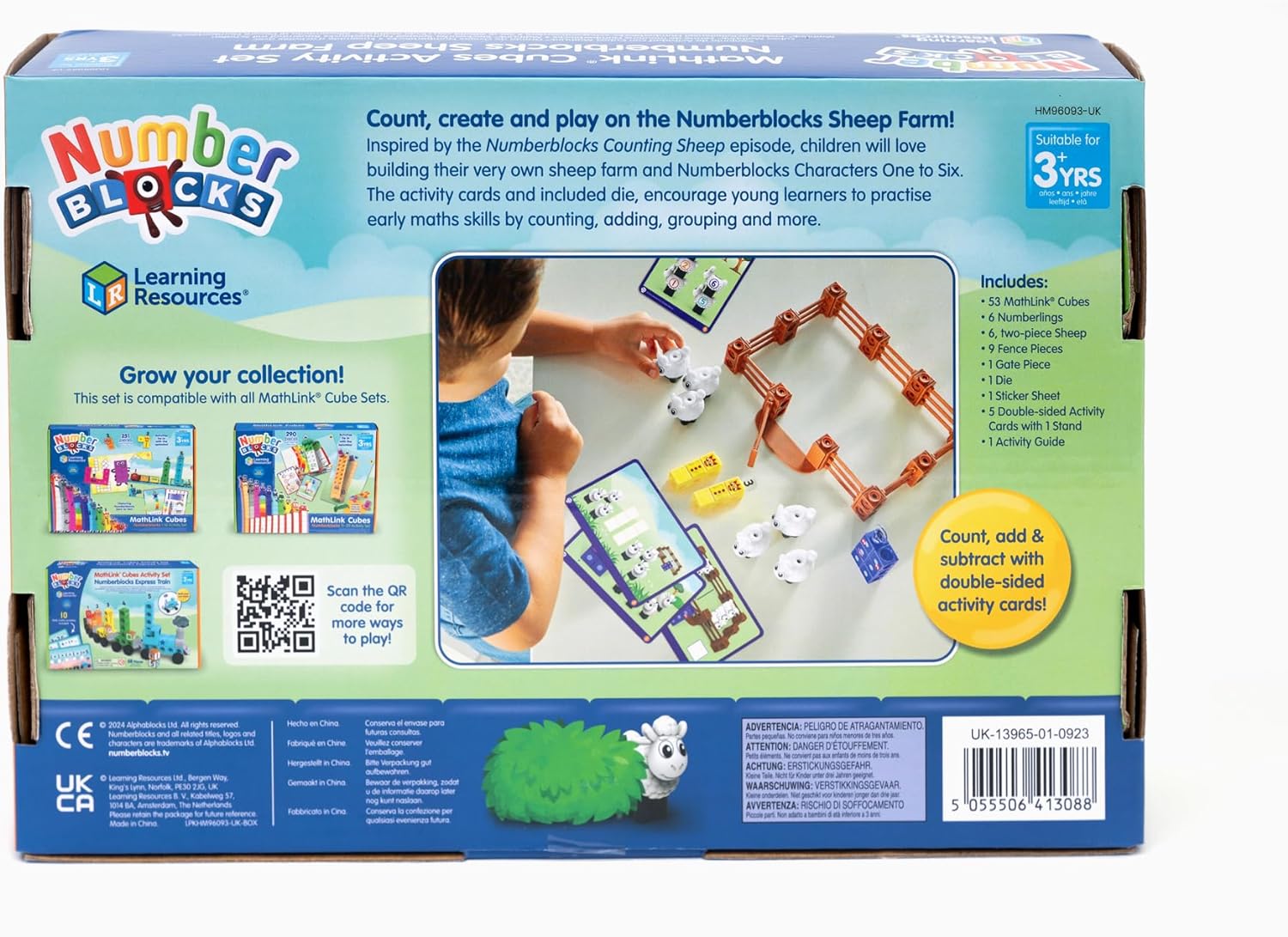 Learning Resources MathLink Cubes Activity Set Numberblocks Counting Sheep Farm, Age 3 4 5 6, CBeebies Toys, Maths Toys, Number Toys, Play Farm, EYFS, 10 Maths Activities Included