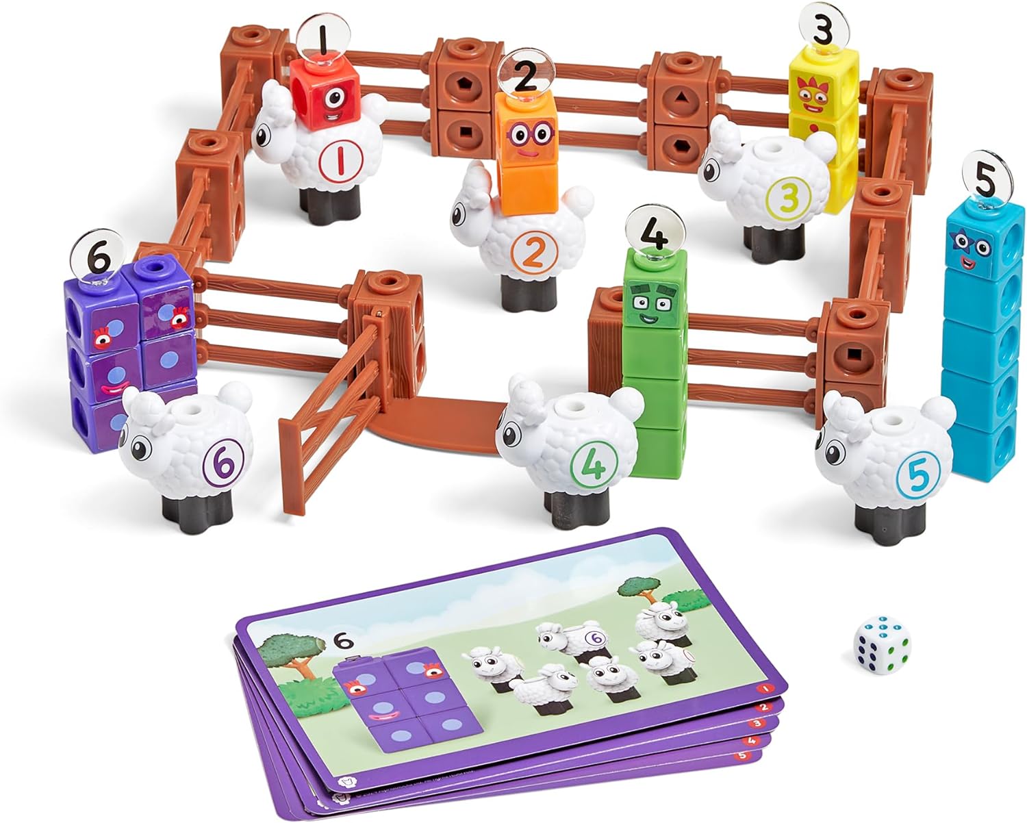 Learning Resources MathLink Cubes Activity Set Numberblocks Counting Sheep Farm, Age 3 4 5 6, CBeebies Toys, Maths Toys, Number Toys, Play Farm, EYFS, 10 Maths Activities Included