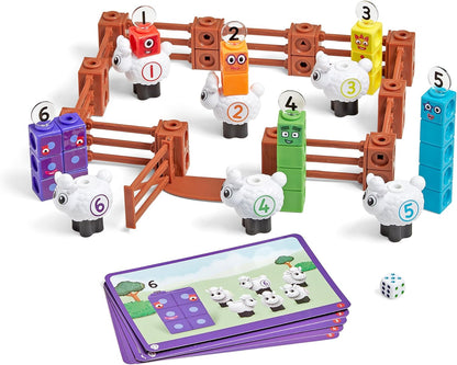 Learning Resources MathLink Cubes Activity Set Numberblocks Counting Sheep Farm, Age 3 4 5 6, CBeebies Toys, Maths Toys, Number Toys, Play Farm, EYFS, 10 Maths Activities Included