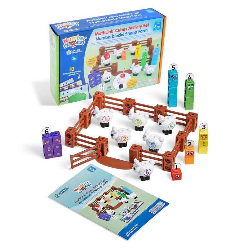 Learning Resources MathLink Cubes Activity Set Numberblocks Counting Sheep Farm, Age 3 4 5 6, CBeebies Toys, Maths Toys, Number Toys, Play Farm, EYFS, 10 Maths Activities Included