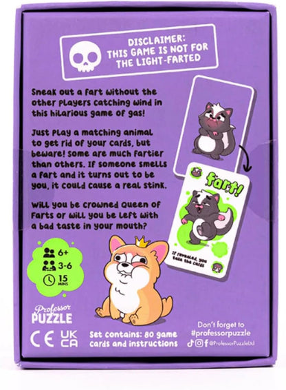 Professor Puzzle | Queen of Farts | Card Game | Ages 8+ | 3-6 Players | 15 Minutes Playing Time