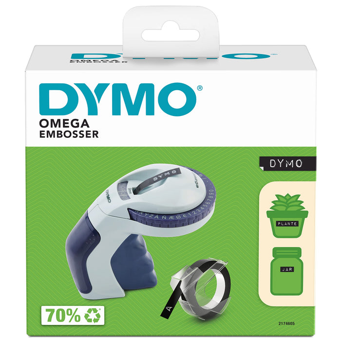 DYMO Omega rotuladora de estampación | Rotuladora de estampación pequeña con sistema de giro y clic y diseño ergonómico | Para uso doméstico y proyectos de manualidades (€, Ñ, Å, Æ y Ø