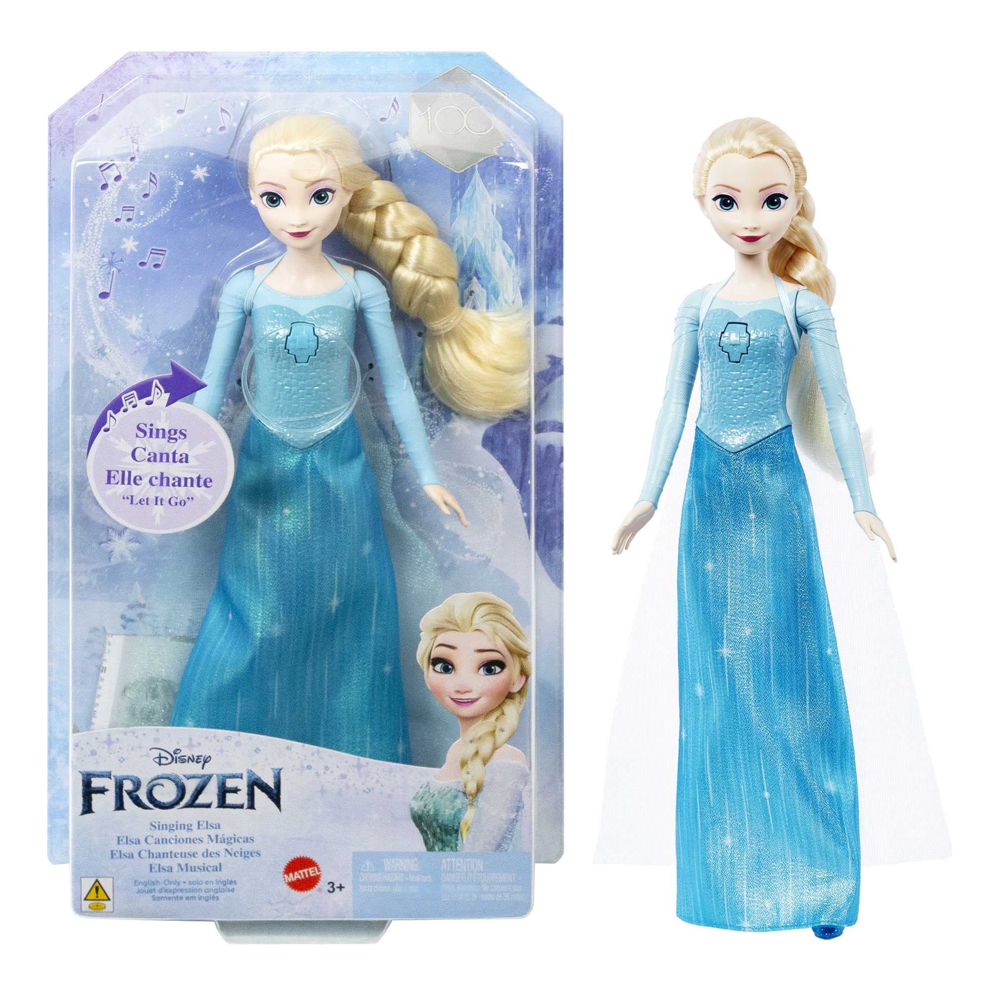 Disney Frozen Singing Elsa Doll, Frozen Elsa in Signature Clothing, Collectible Fashion Doll, Poseable Doll with Button that Sings Let It Go Song, Toys for Ages 3 and Up, German Version, HMG32