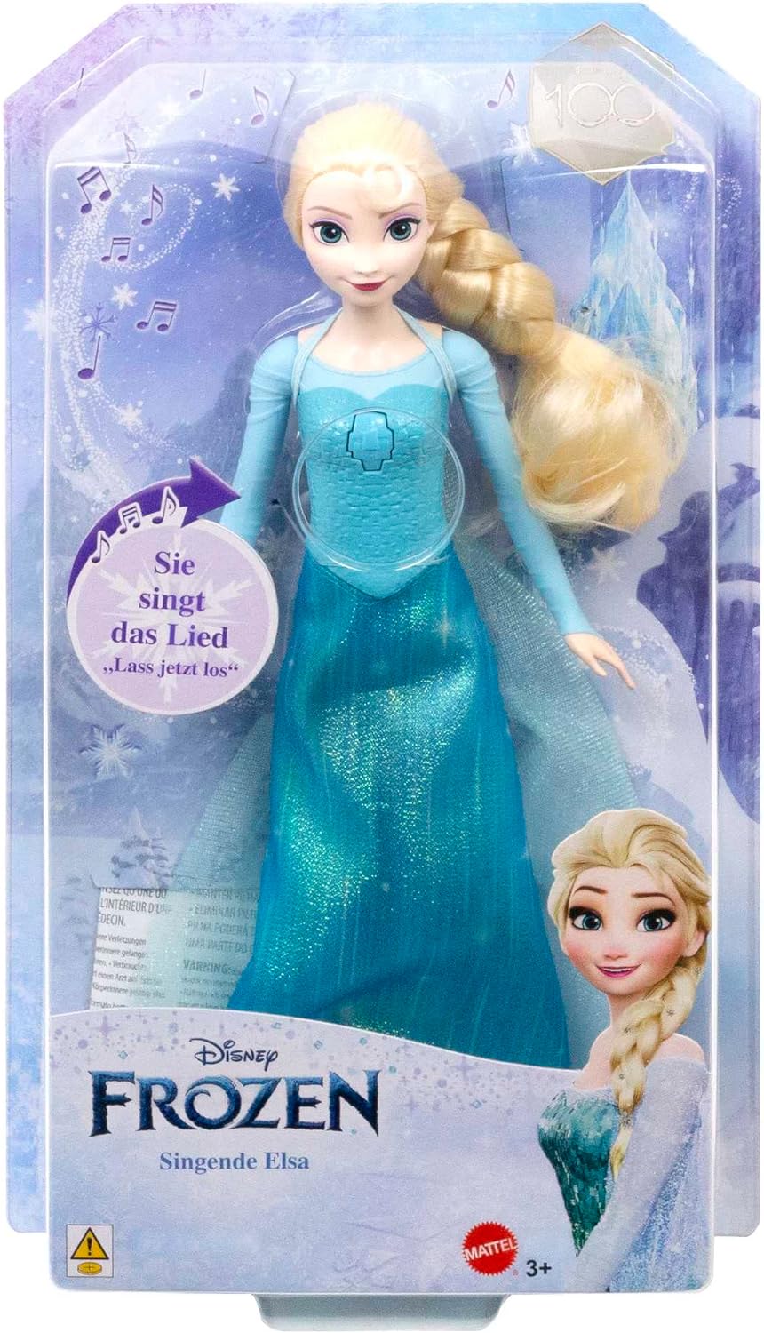 Disney Frozen Singing Elsa Doll, Frozen Elsa in Signature Clothing, Collectible Fashion Doll, Poseable Doll with Button that Sings Let It Go Song, Toys for Ages 3 and Up, German Version, HMG32