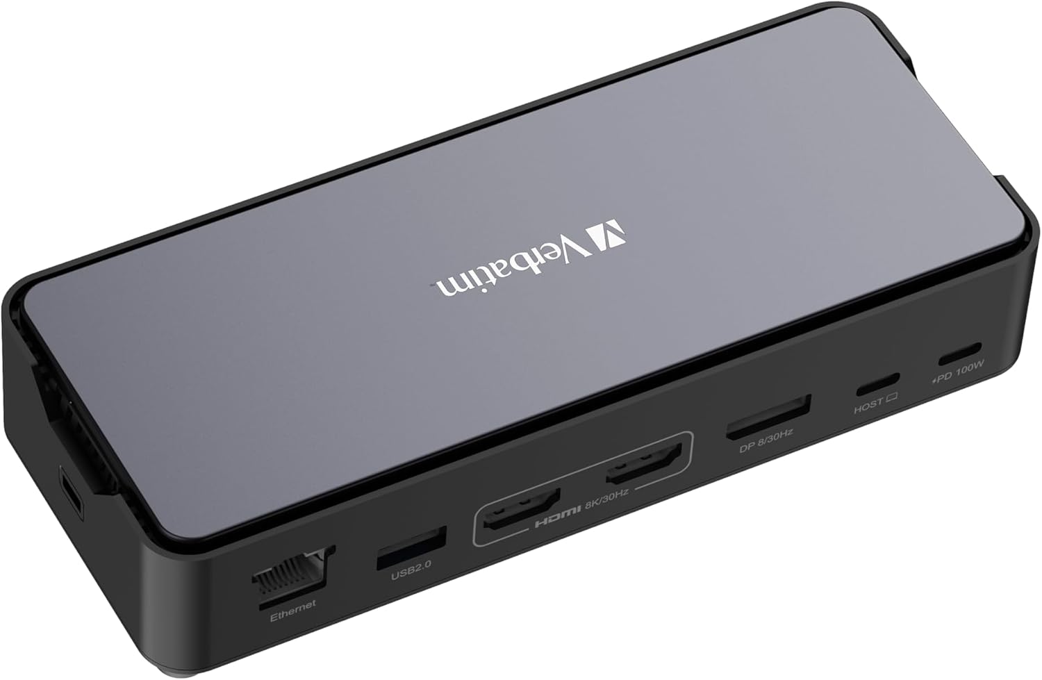 Verbatim USB-C Pro Docking Station, 15-in-1 Hub with Integrated SSD, Multiport Adapter to HDMI 4K and 8K, USB-A and USB-C, PD 80W, AUX, Card Reader, for Mac/Windows Laptop and Co