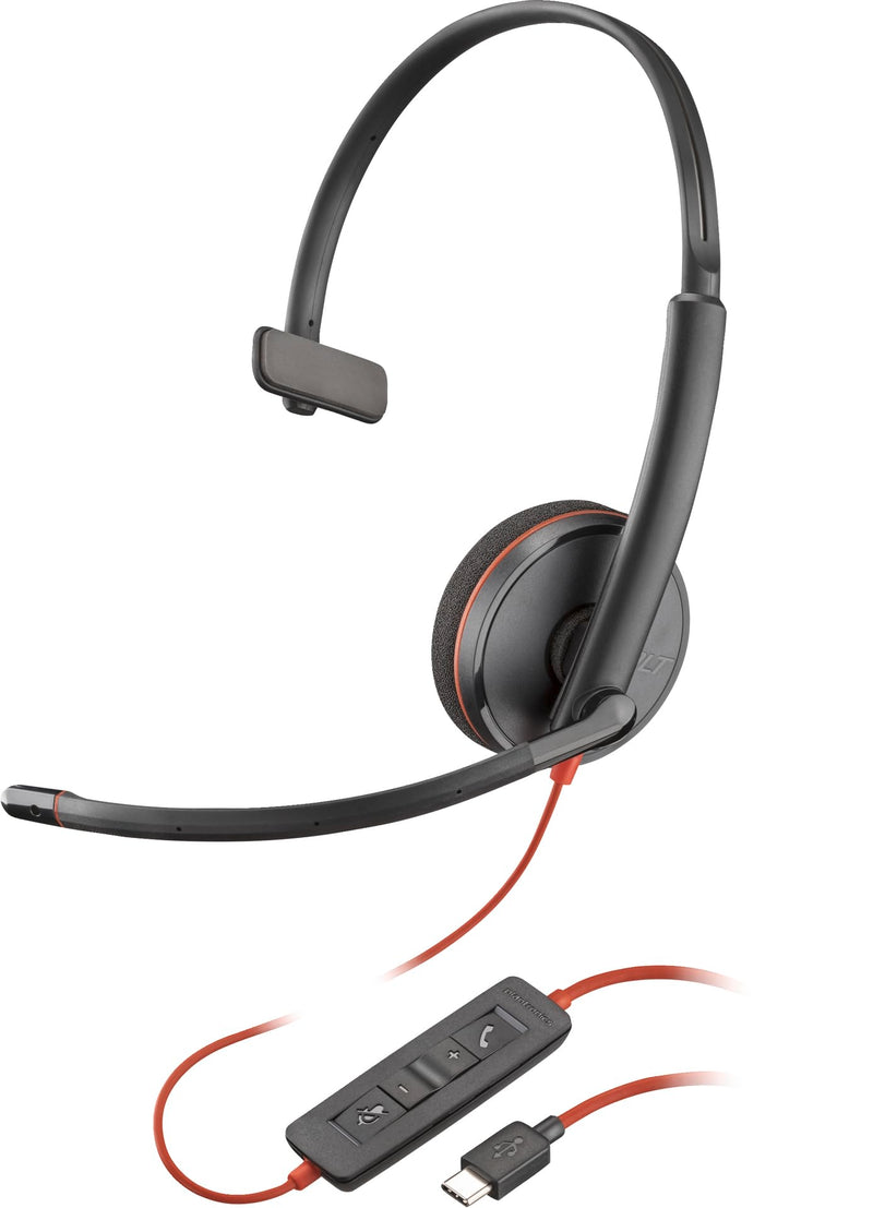 HP Poly Blackwire 3210 - Blackwire 3200 Series - Cuffie - On-Ear - cablate - Cancellazione attiva del rumore - USB-C - Nero - Certificate per Skype per aziende