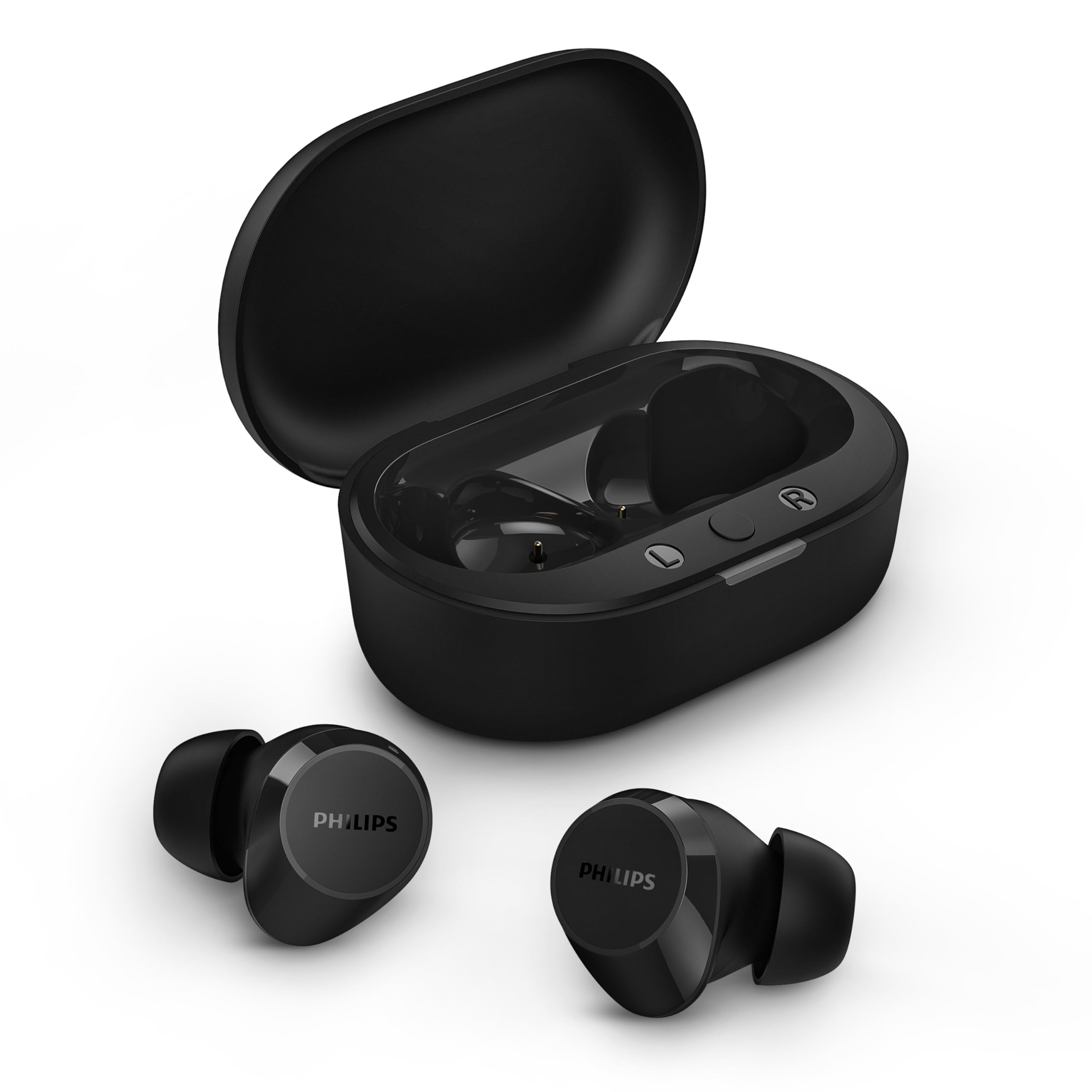 PHILIPS TAT1209BK True Wireless In Ear Bluetooth Headphones - Small Buds, Great Value, Natural Sound with Dynamic Bass, Clear Calls and Pocket-Sized Charging Case