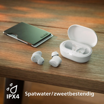 PHILIPS TAT1209WT True Wireless In Ear Bluetooth Headphones - Small Buds, Great Value, Natural Sound with Dynamic Bass, Clear Calls and Pocket-Sized Charging Case