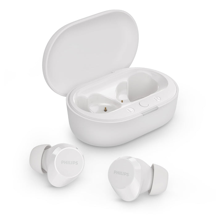 PHILIPS TAT1209WT True Wireless In Ear Bluetooth Headphones - Small Buds, Great Value, Natural Sound with Dynamic Bass, Clear Calls and Pocket-Sized Charging Case - White