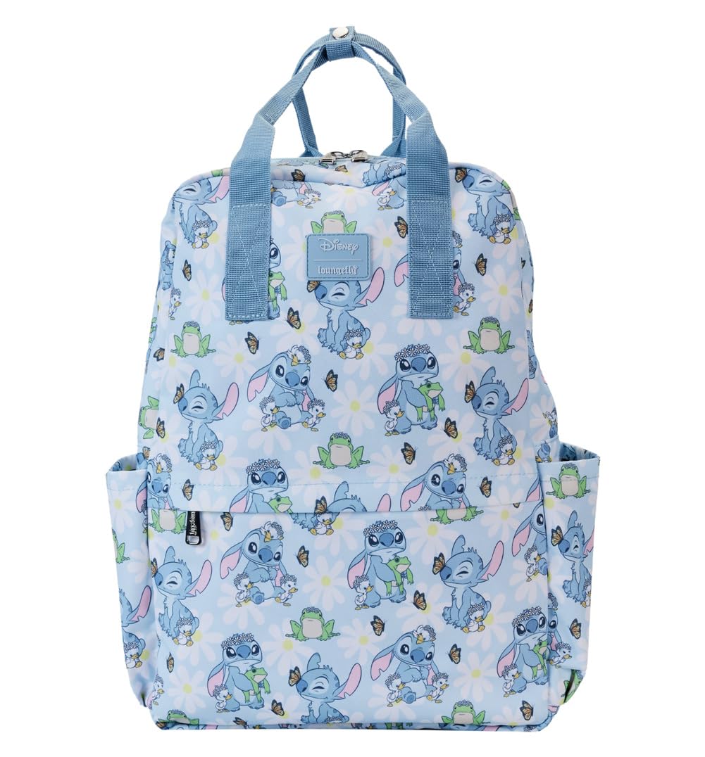 Loungefly Disney Lilo and Stitch Springtime Stitch AOP Full Size Nylon Kids Backpack Multi