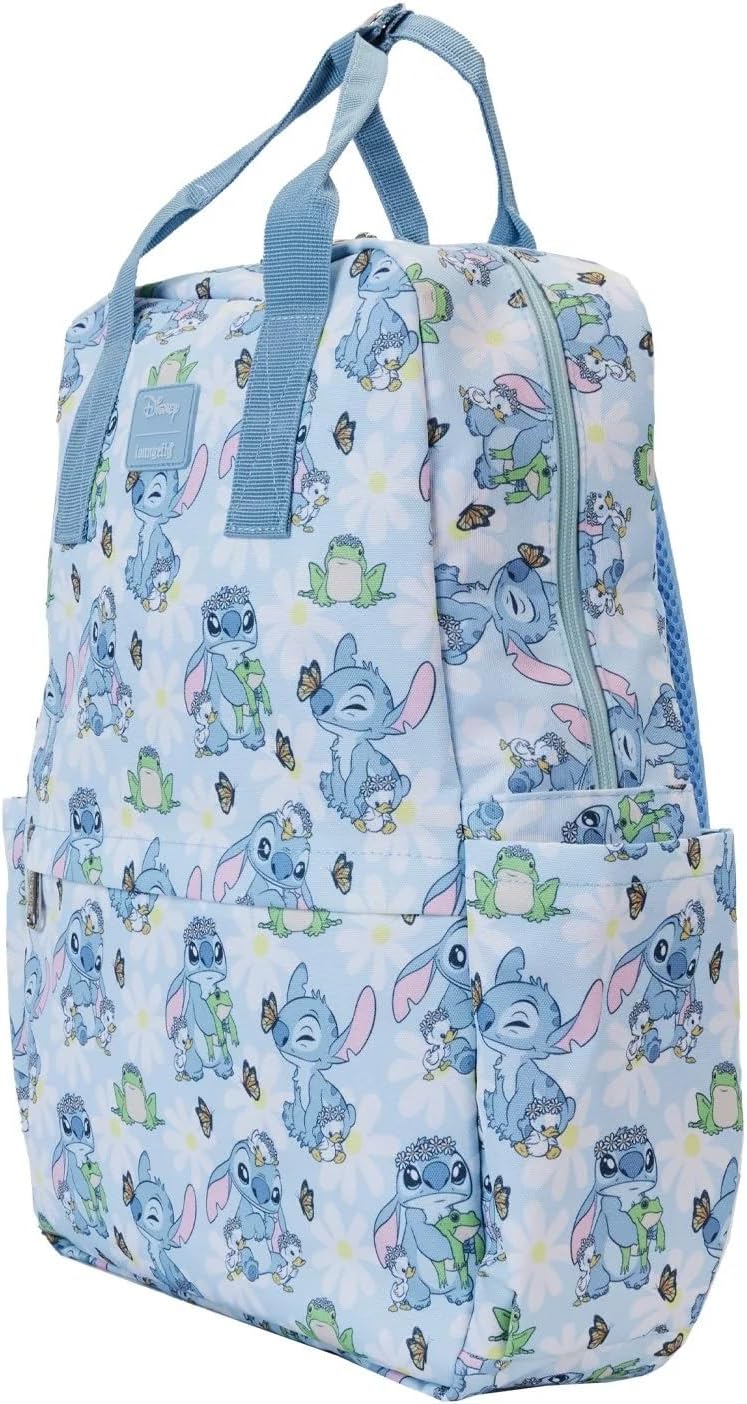 Loungefly Disney Lilo and Stitch Springtime Stitch AOP Full Size Nylon Kids Backpack Multi