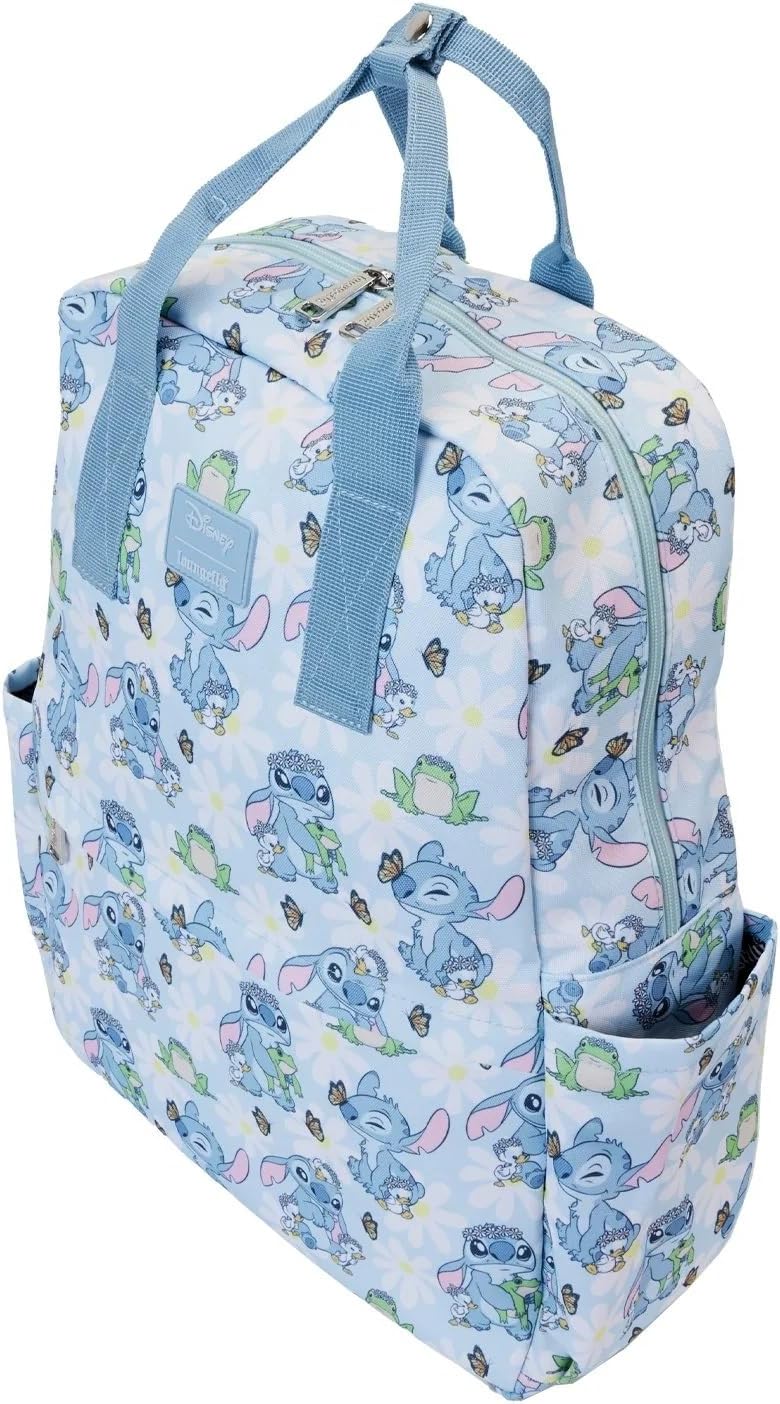 Loungefly Disney Lilo and Stitch Springtime Stitch AOP Full Size Nylon Kids Backpack Multi