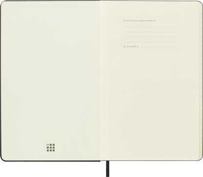 Moleskine Daily Planner 2024-2025, 18-Month Planner 2025, Daily Agenda with Hard Cover and Elastic Closure, Large Size 13 x 21 cm, Color Black Hardcover Large