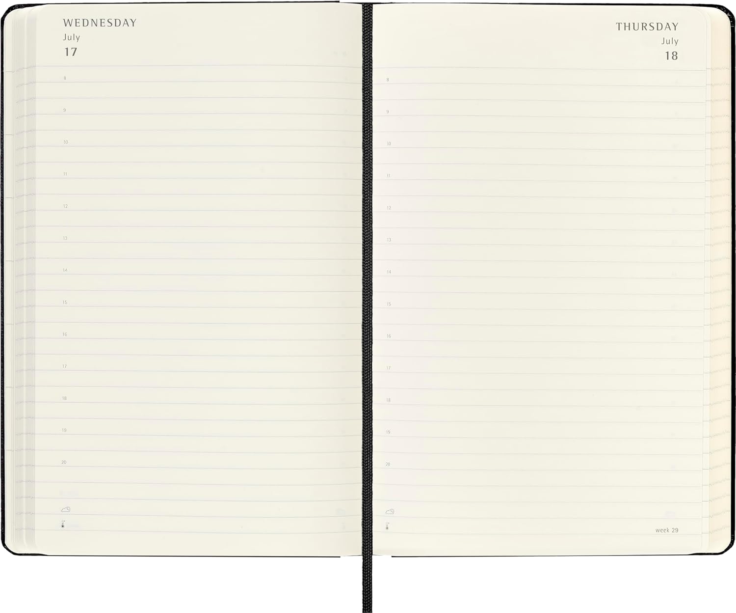 Moleskine Daily Planner 2024-2025, 18-Month Planner 2025, Daily Agenda with Hard Cover and Elastic Closure, Large Size 13 x 21 cm, Color Black Hardcover Large