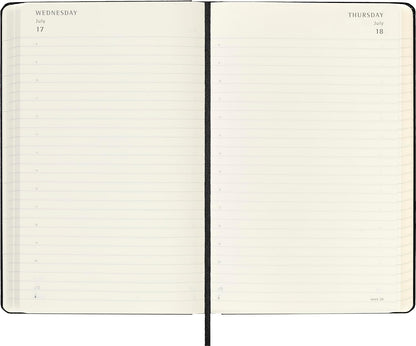 Moleskine Daily Planner 2024-2025, 18-Month Planner 2025, Daily Agenda with Hard Cover and Elastic Closure, Large Size 13 x 21 cm, Color Black Hardcover Large