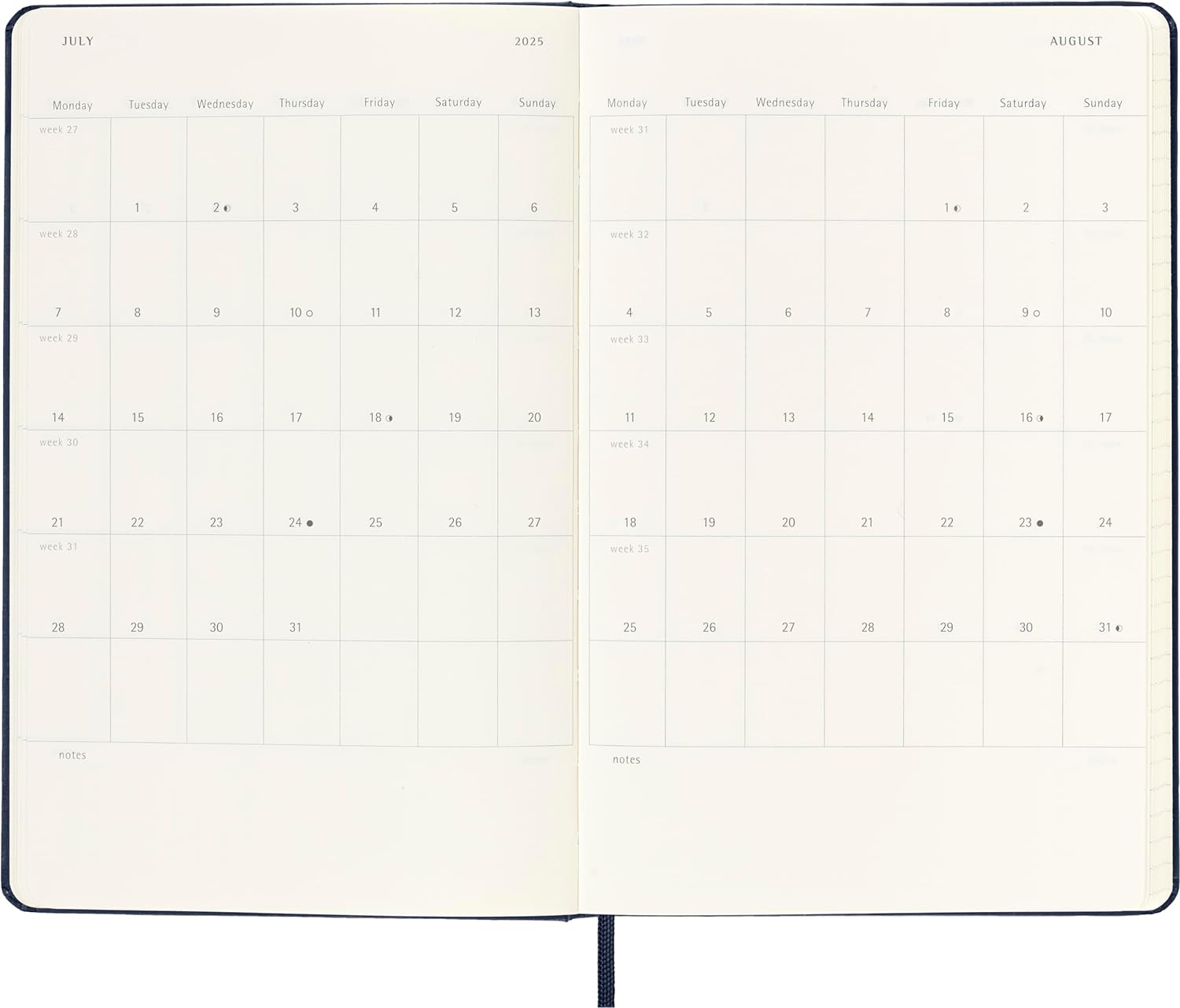 Moleskine Daily Planner 2024-2025, 18-Month Planner 2025, Daily Agenda with Hard Cover and Elastic Closure, Large Size 13 x 21 cm, Color Black Hardcover Large