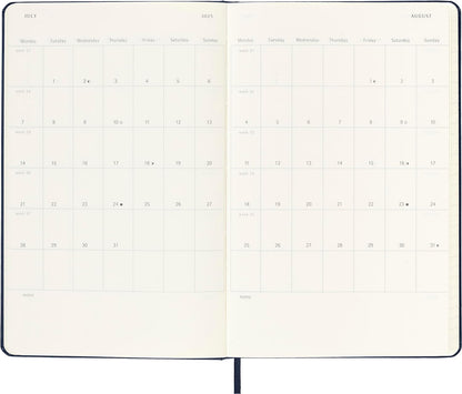 Moleskine Daily Planner 2024-2025, 18-Month Planner 2025, Daily Agenda with Hard Cover and Elastic Closure, Large Size 13 x 21 cm, Color Black Hardcover Large
