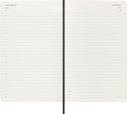 Moleskine Daily Planner 2024-2025, 18-Month Planner 2025, Daily Agenda with Soft Cover and Elastic Closure, Large Size 13 x 21 cm, Color Black