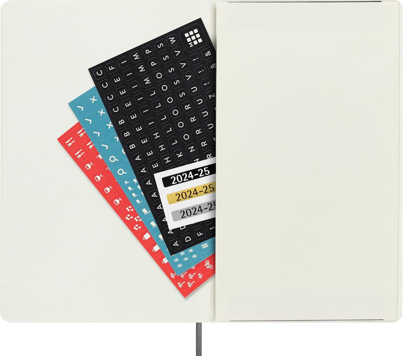 Moleskine Daily Planner 2024-2025, 18-Month Planner 2025, Daily Agenda with Soft Cover and Elastic Closure, Large Size 13 x 21 cm, Color Black