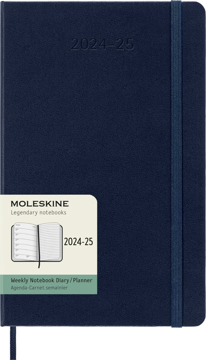Moleskine Weekly Planner 2024-2025, Weekly Planner 18 Months 2025, With Space For Notes, With Hard Cover And Elastic Closure, Large Format 13 x 21 cm, Color