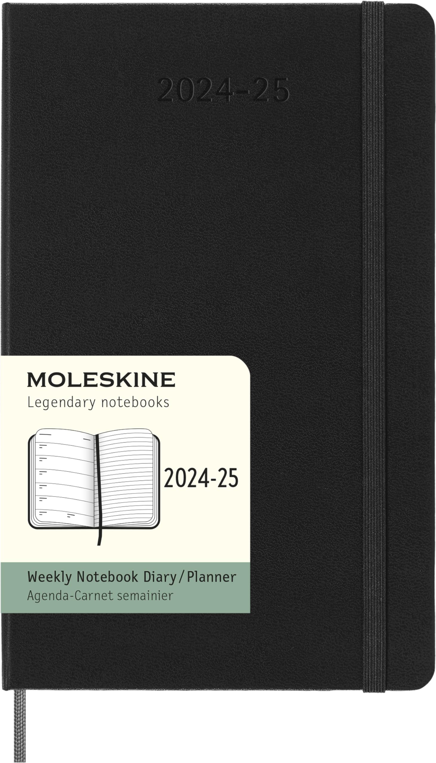 Moleskine weekly planner 2024-2025, Weekly Planner 18 Months 2025, With Space For Notes, With Hard Cover And Elastic Closure, Large Format 13 x 21 cm, Color