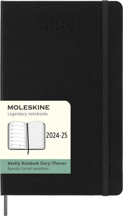 Moleskine weekly planner 2024-2025, Weekly Planner 18 Months 2025, With Space For Notes, With Hard Cover And Elastic Closure, Large Format 13 x 21 cm, Color