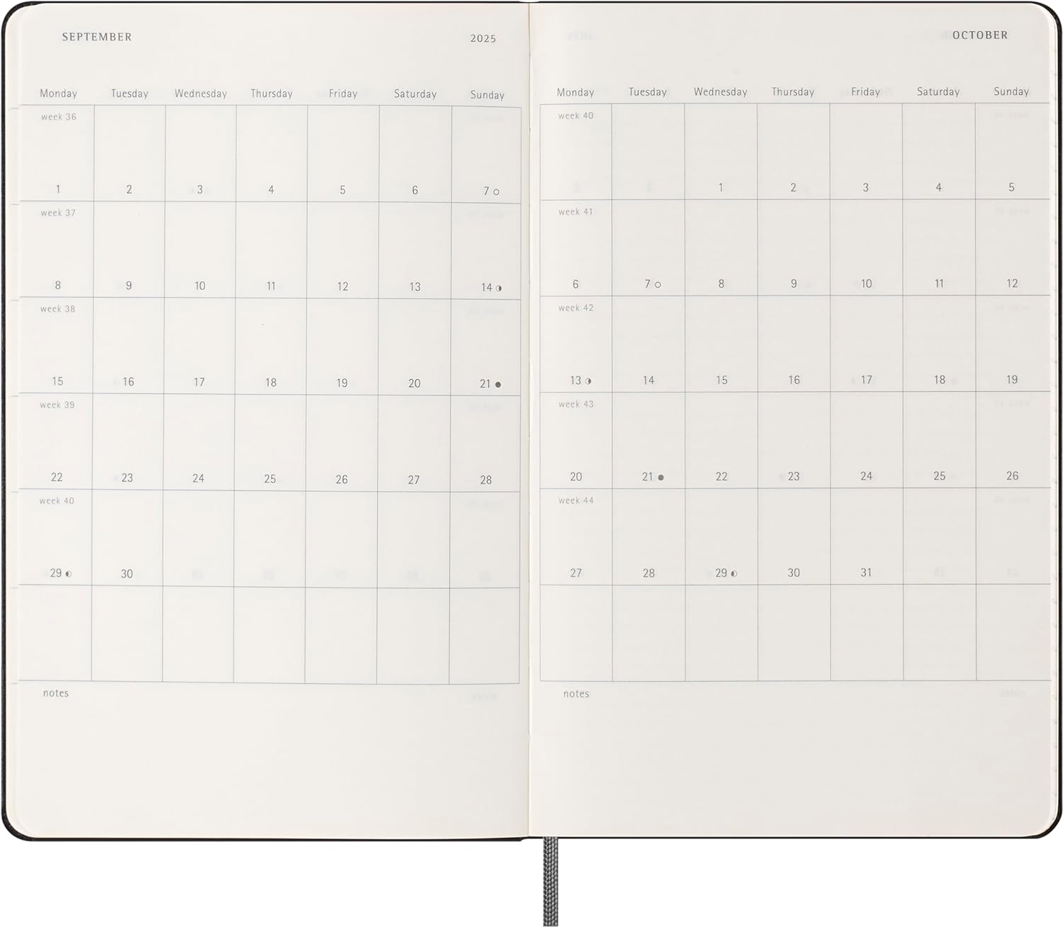 Moleskine weekly planner 2024-2025, Weekly Planner 18 Months 2025, With Space For Notes, With Hard Cover And Elastic Closure, Large Format 13 x 21 cm, Color