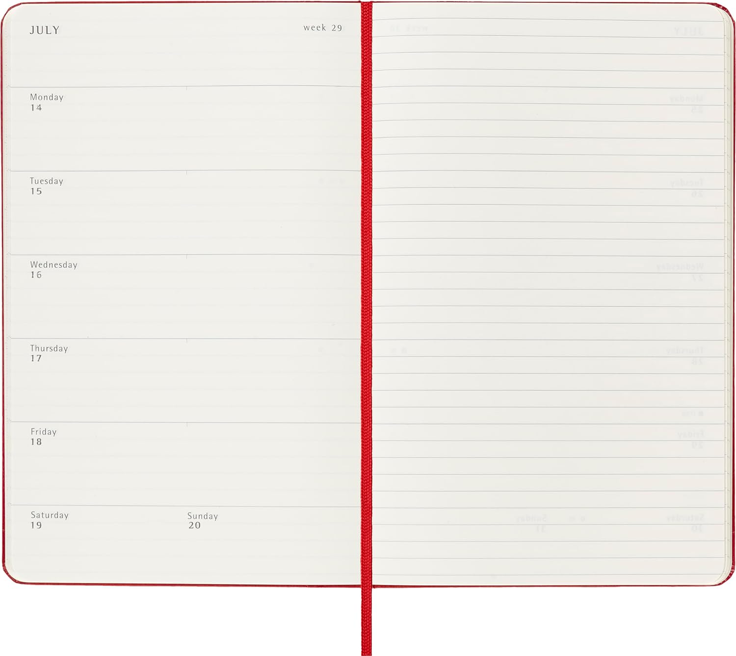 Moleskine Weekly Planner 2024-2025, Weekly Planner 18 Months 2025, With Space For Notes, With Hard Cover And Elastic Closure, Large Format 13 x 21 cm, Color