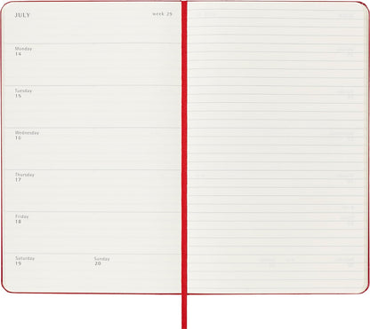 Moleskine Weekly Planner 2024-2025, Weekly Planner 18 Months 2025, With Space For Notes, With Hard Cover And Elastic Closure, Large Format 13 x 21 cm, Color