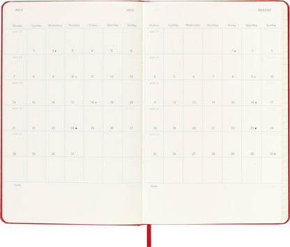 Moleskine Weekly Planner 2024-2025, Weekly Planner 18 Months 2025, With Space For Notes, With Hard Cover And Elastic Closure, Large Format 13 x 21 cm, Color