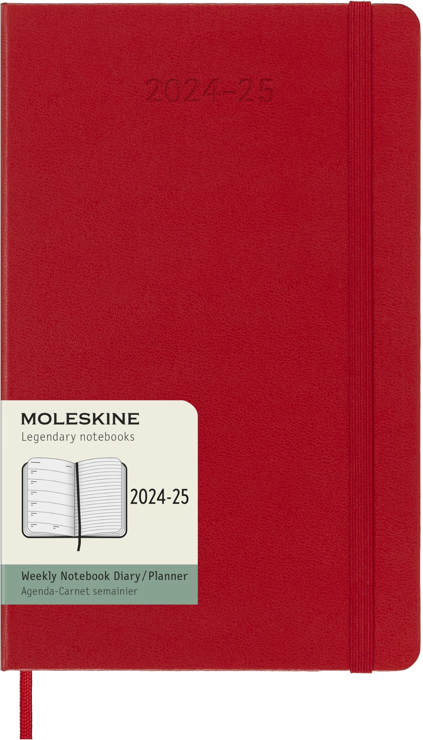 Moleskine Weekly Planner 2024-2025, Weekly Planner 18 Months 2025, With Space For Notes, With Hard Cover And Elastic Closure, Large Format 13 x 21 cm, Color