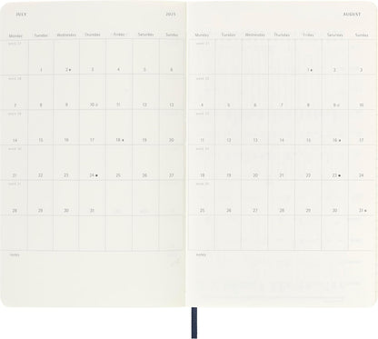 Moleskine Weekly Planner 2024-2025, Weekly Planner 18 Months 2025, With Space For Notes, With Soft Cover And Elastic Closure, Large Format 13 x 21 cm, Color