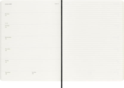 Moleskine Weekly Planner 2024-2025, Weekly Planner 18 Months 2025, With Space For Notes, With Soft Cover And Elastic Closure, Large Format 13 x 21 cm, Color