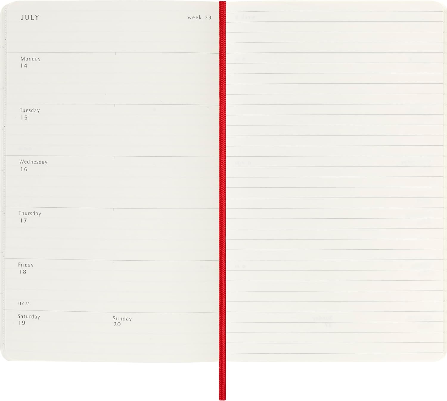 Moleskine Weekly Planner 2024-2025, Weekly Planner 18 Months 2025, With Space For Notes, With Soft Cover And Elastic Closure, Large Size 13 x 21 cm, Color Scarlet Red