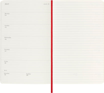 Moleskine Weekly Planner 2024-2025, Weekly Planner 18 Months 2025, With Space For Notes, With Soft Cover And Elastic Closure, Large Size 13 x 21 cm, Color Scarlet Red