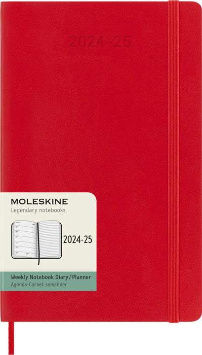 Moleskine Weekly Planner 2024-2025, Weekly Planner 18 Months 2025, With Space For Notes, With Soft Cover And Elastic Closure, Large Size 13 x 21 cm, Color Scarlet Red