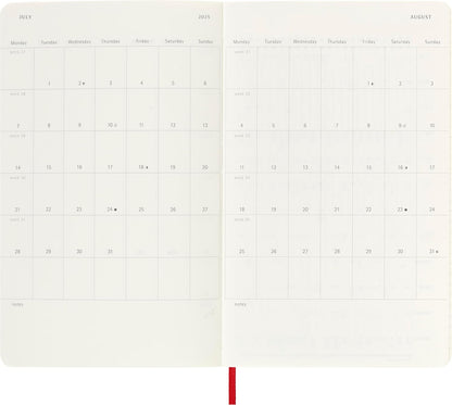 Moleskine Weekly Planner 2024-2025, Weekly Planner 18 Months 2025, With Space For Notes, With Soft Cover And Elastic Closure, Large Size 13 x 21 cm, Color Scarlet Red