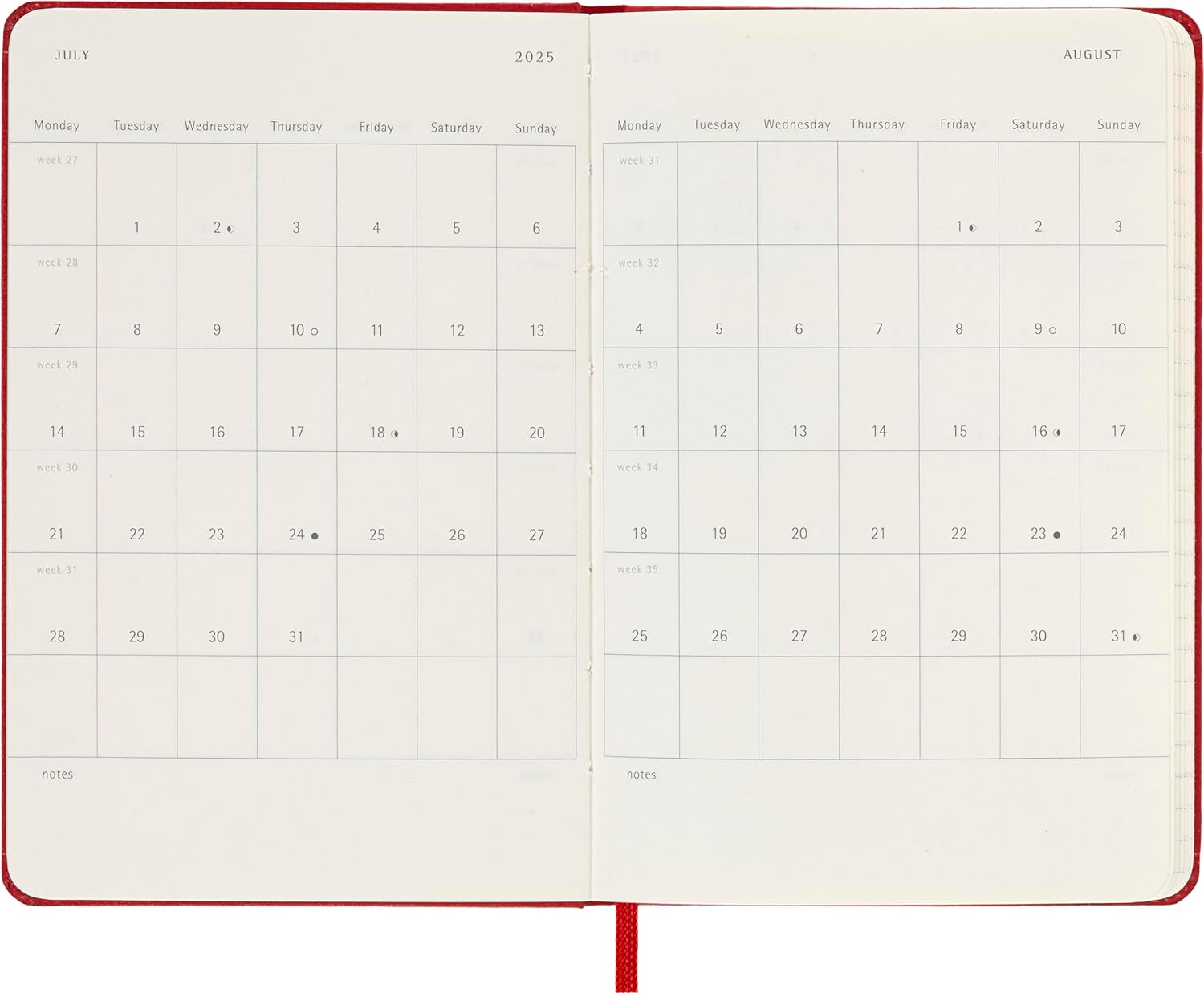 Moleskine Weekly Planner 2024-2025, Weekly Planner 18 Months 2025, With Space For Notes, With Hard Cover And Elastic Closure, Pocket Size 9 x 14 cm, Color
