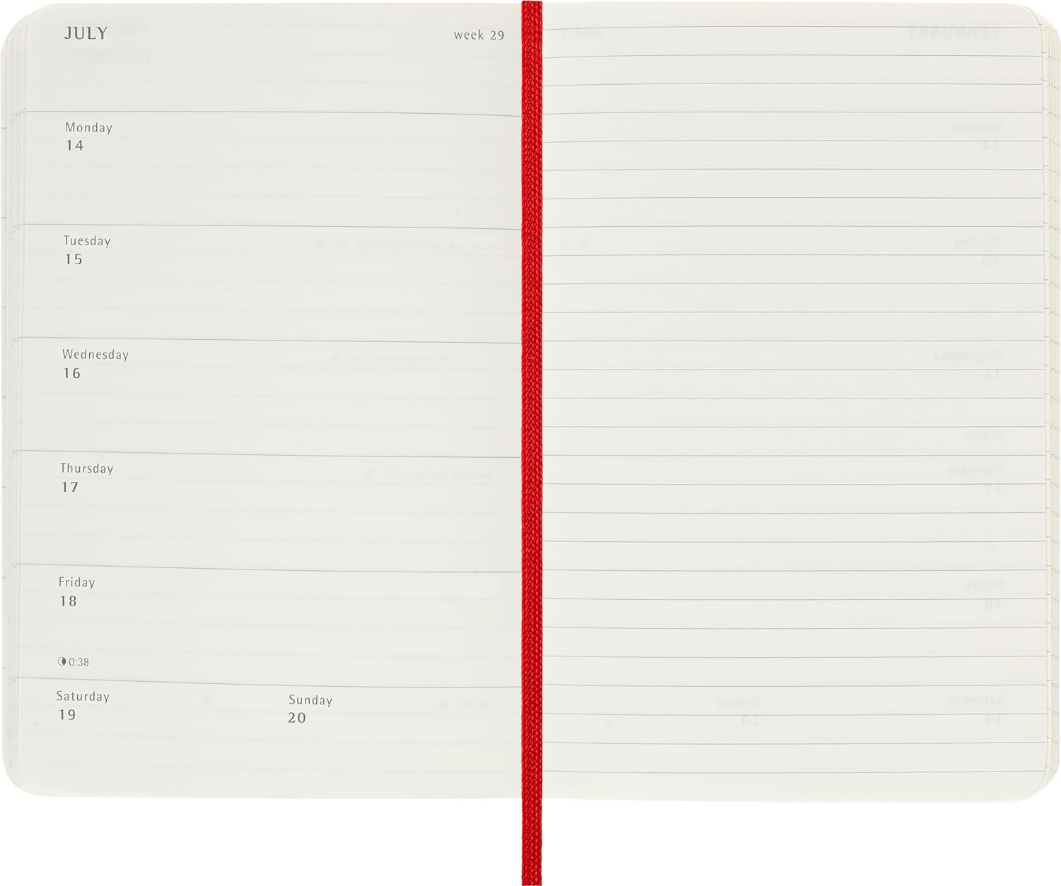 Moleskine Weekly Planner 2024-2025, Weekly Planner 18 Months 2025, With Space For Notes, With Soft Cover And Elastic Closure, Pocket Size 9 x 14 cm, Color
