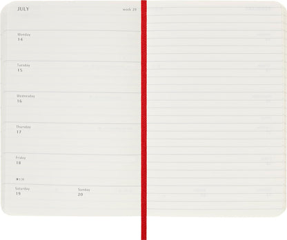 Moleskine Weekly Planner 2024-2025, Weekly Planner 18 Months 2025, With Space For Notes, With Soft Cover And Elastic Closure, Pocket Size 9 x 14 cm, Color