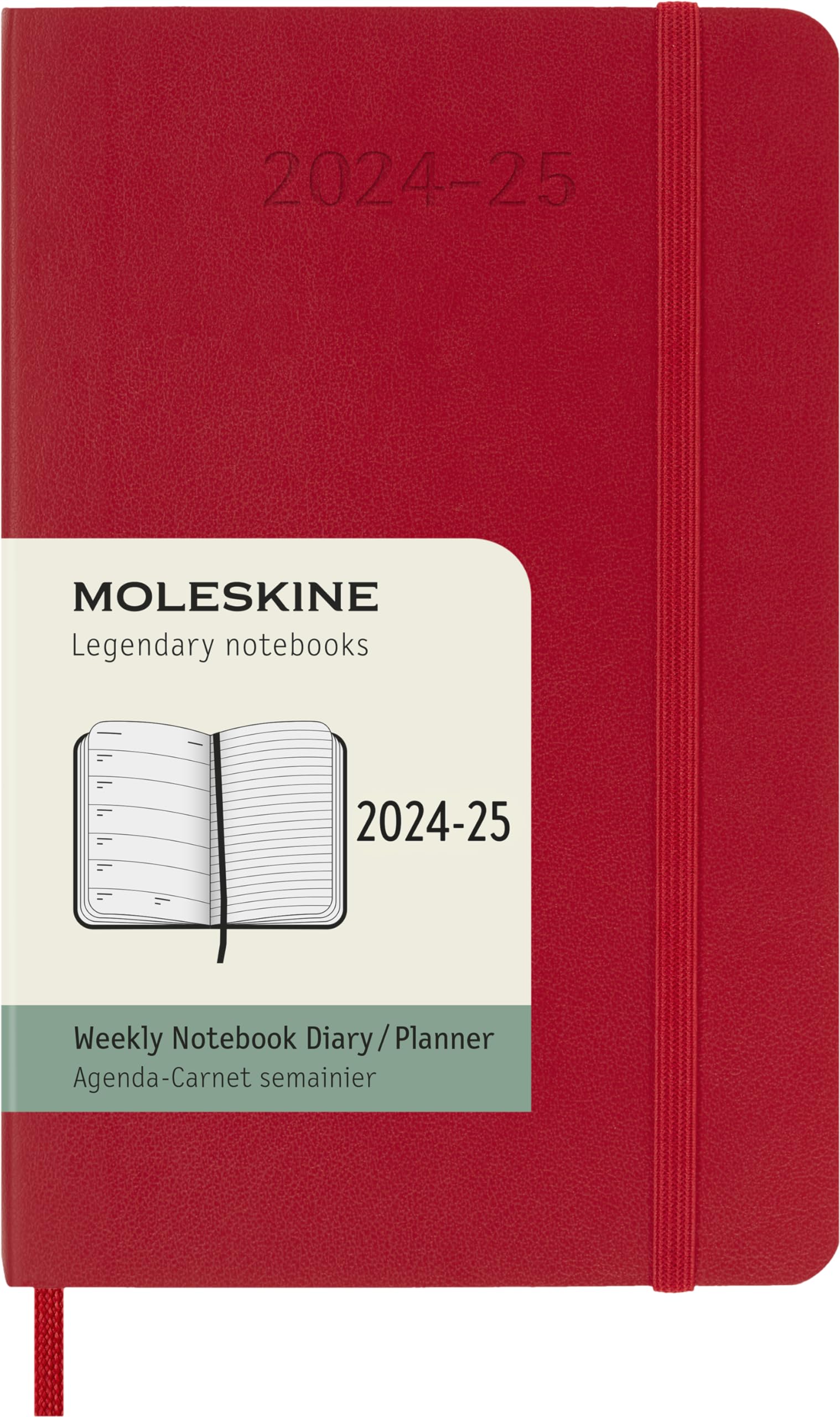 Moleskine Weekly Planner 2024-2025, Weekly Planner 18 Months 2025, With Space For Notes, With Soft Cover And Elastic Closure, Pocket Size 9 x 14 cm, Color