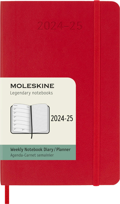 Moleskine Weekly Planner 2024-2025, Weekly Planner 18 Months 2025, With Space For Notes, With Soft Cover And Elastic Closure, Pocket Size 9 x 14 cm, Color