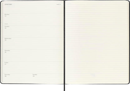 Moleskine Weekly Planner 2024-2025, Weekly Planner 18 Months 2025, With Space For Notes, With Hard Cover And Elastic Closure, Extra Large Size 19 x 25 cm, Color