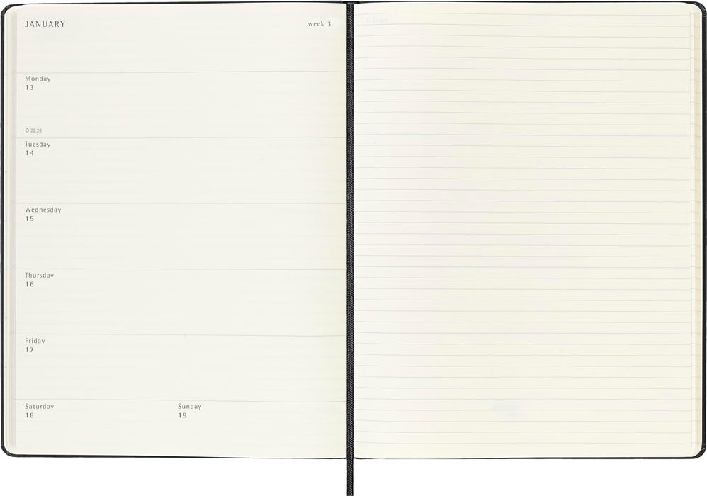Moleskine Weekly Planner 2024-2025, Weekly Planner 18 Months 2025, With Space For Notes, With Hard Cover And Elastic Closure, Extra Large Size 19 x 25 cm, Color