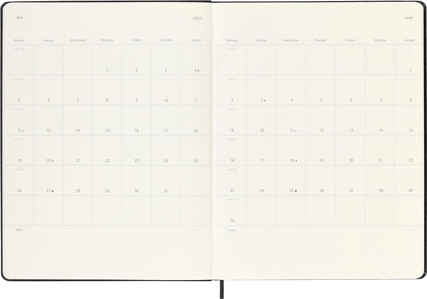 Moleskine Weekly Planner 2024-2025, Weekly Planner 18 Months 2025, With Space For Notes, With Hard Cover And Elastic Closure, Extra Large Size 19 x 25 cm, Color