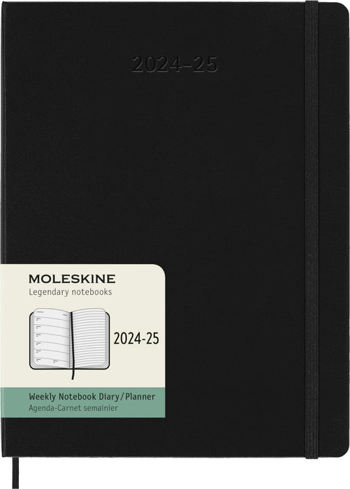 Moleskine Weekly Planner 2024-2025, Weekly Planner 18 Months 2025, With Space For Notes, With Hard Cover And Elastic Closure, Extra Large Size 19 x 25 cm, Color